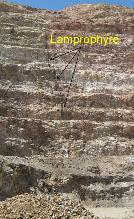 Lamprophyre formation in Cresson Mine