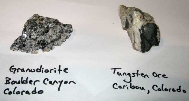 Samples of Granodiorite and Tungsten Ore